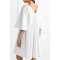 Oversized Branco Algodão Decote Em V Mini Vestido de Verão Fabricação Atacado Moda Feminina Vestuário (TA0297D)